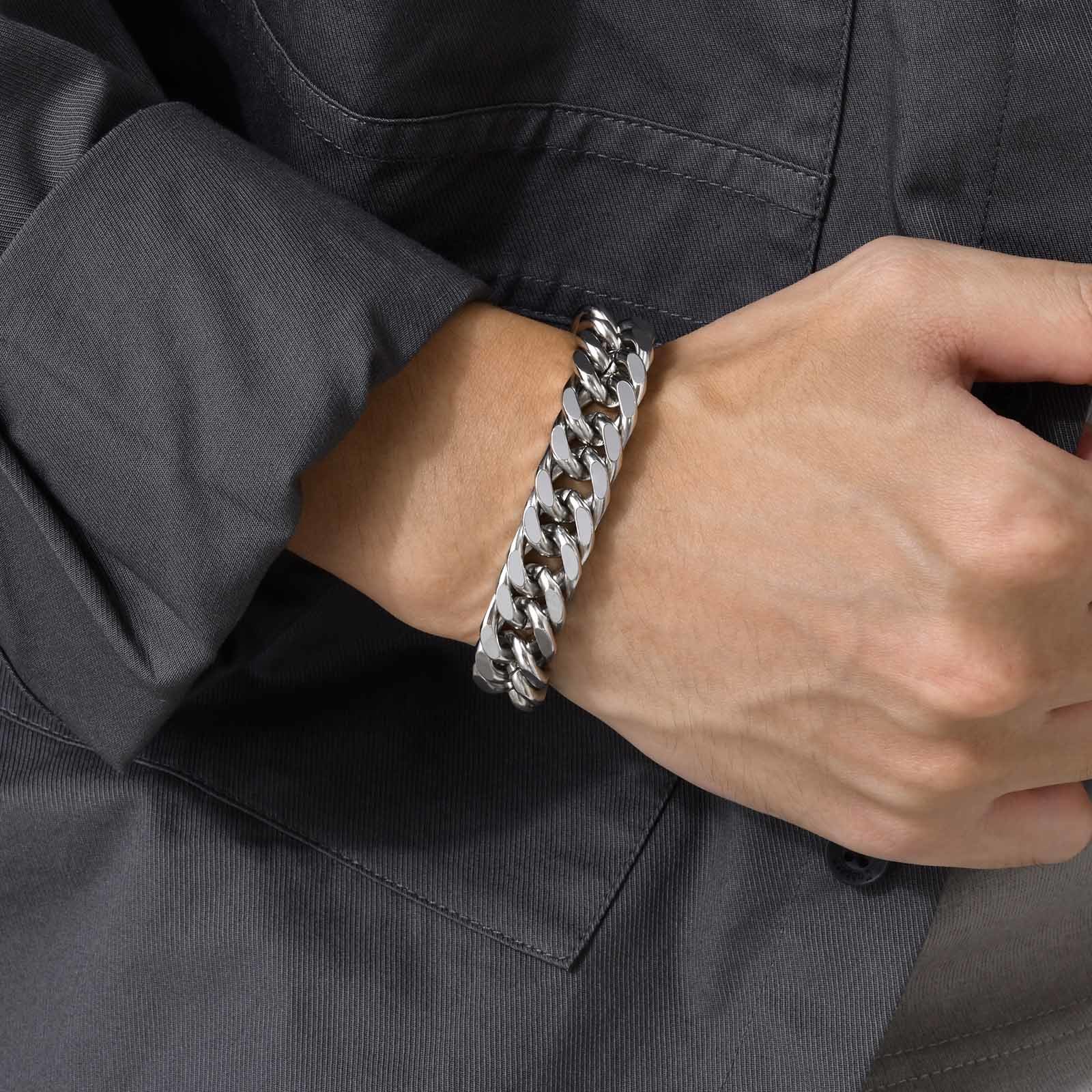 Ceramic Link Bracelet - Men's Chunky 8/10/12/15MM Stainless Steel Cuban